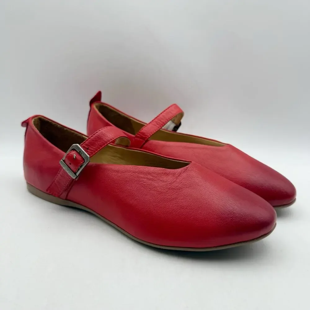 Miz Mooz Womens Kiki Mary Jane Flats EU 38 US 7.5-8 Red Leather NIB